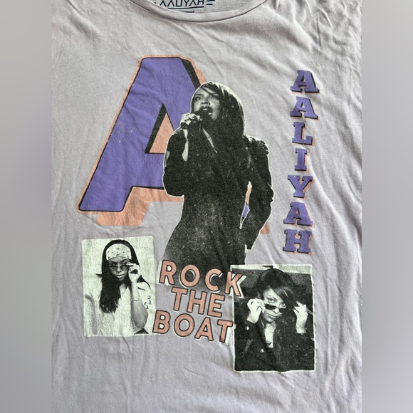 Retro Style 90s T-Shirt Style Lavender Color Aaliyah Shirt Womens Size Large - Picture 2 of 5